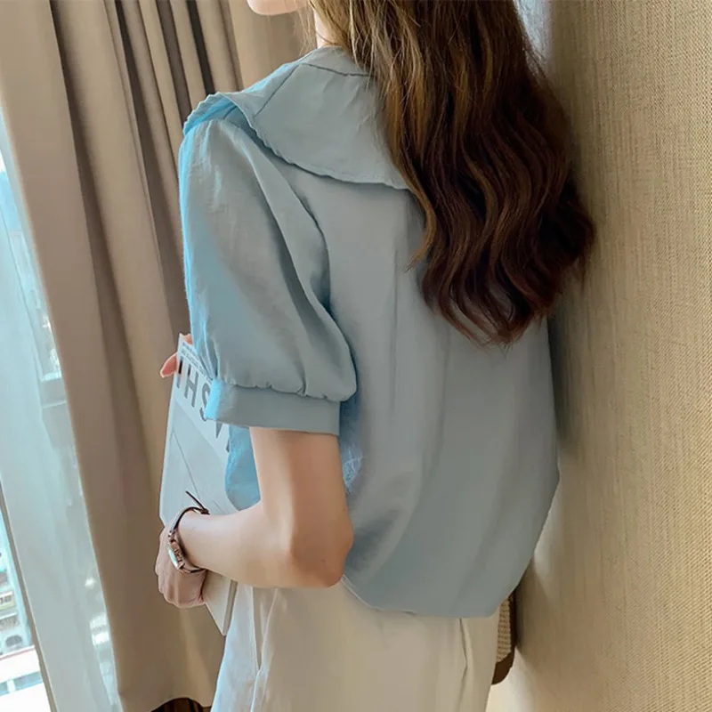 Летняя женская футболка корейский стиль 2020 топы футболки одежда шифон v-образный