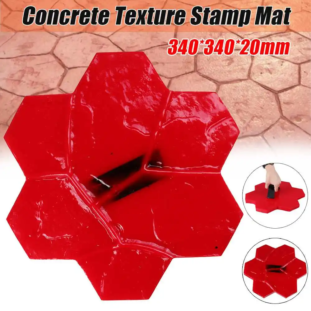 

Hexagonal Slate Seamless Texture Polyurethane Stone Stamp Mat Concrete Cement Wall Mat DIY Paving Mold for Home/Garden