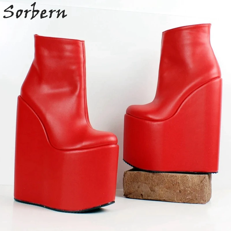 Женские ботильоны на танкетке Sorbern зимние разноцветные платформе и высоком