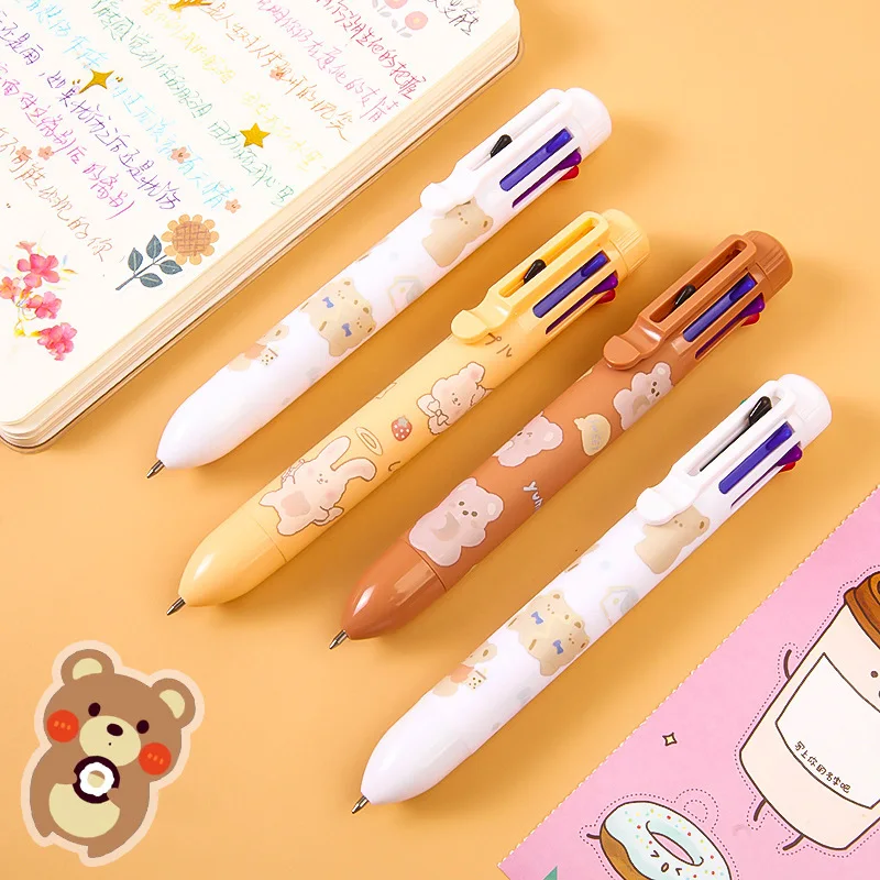 

Kawaii Bear 8 Colors Ballpoint Pen Kawaii Muticolor Rollerball Pen School Office Supply Gift Stationery Papelaria Escolar