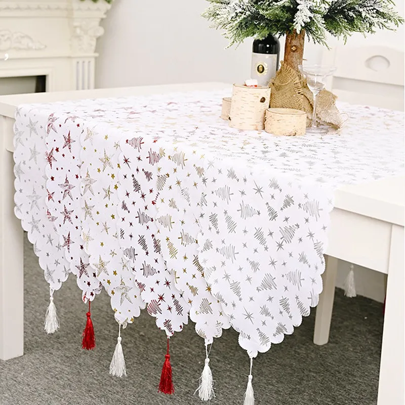 2021 Рождественская настольная дорожка с кисточками новогодняя для столового