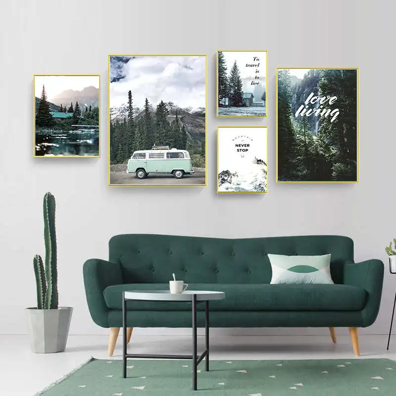 Скандинавский стиль путешествия лес пейзаж холст стены Искусство Плакат