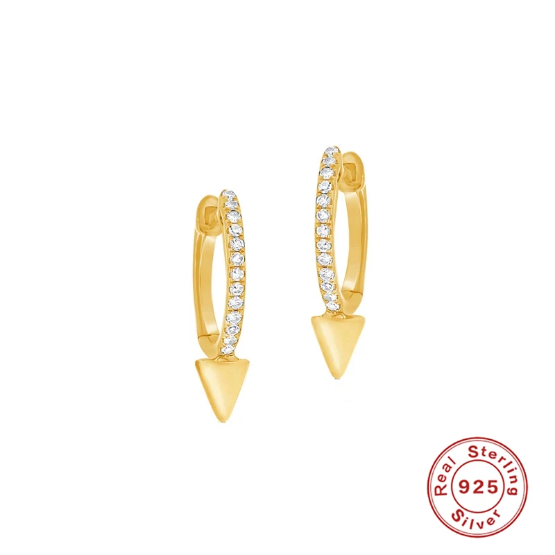 

BOAKO 925 Sterling Silver French Cone Hoop Earrings for Women Geometric CZ Zircon Circle Huggie Earrings Party Fine Jewelry Gift