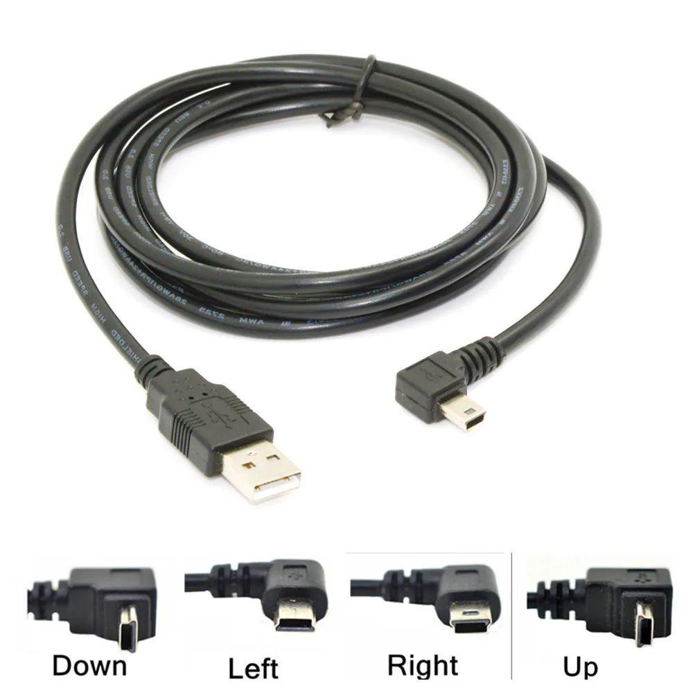 Кабель для передачи данных Mini USB B Type 5pin наклонный левый и правый от 90 градусов до 2