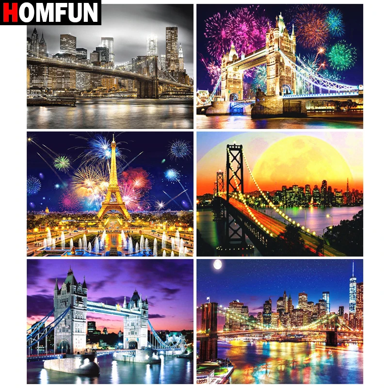 HOMFUN полноформатная Алмазная картина фейерверк ночного вида сделай сам 5D