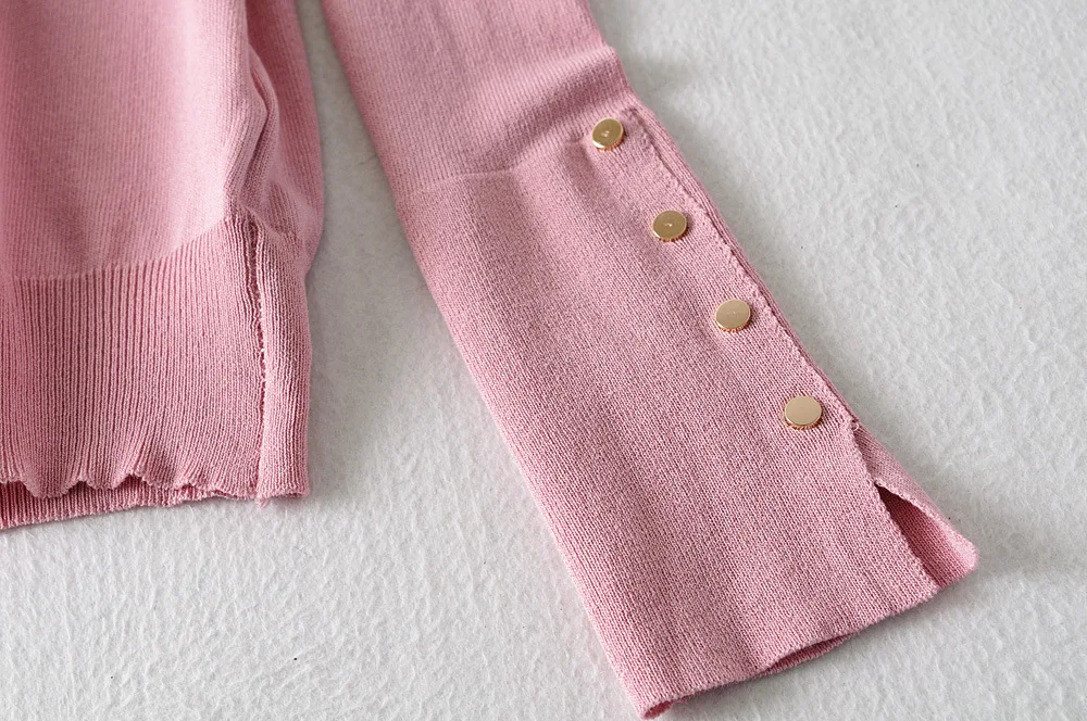 

Q8844-Korean Women's Clothing 2020 Autumn Winter New High Collar Cuff Metal Buckle Slim Knitwear