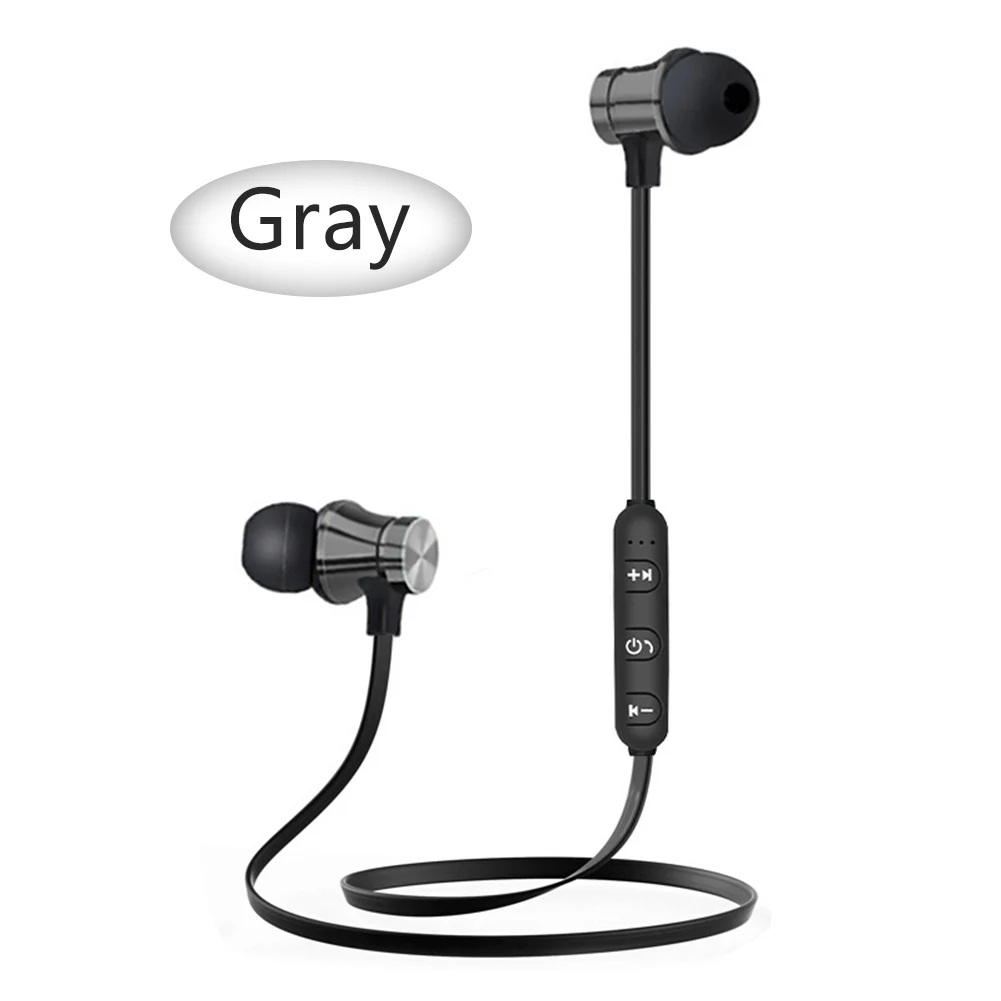 gray Магнитный Беспроводной Bluetooth спортивные наушники-вкладыши стерео наушники гарнитура с микрофоном Шум отменить для Xiaomi Redmi huawei Honor - Цвет: gray