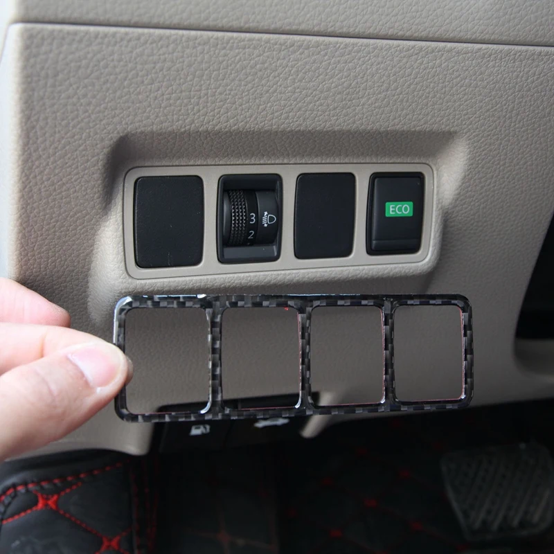 Углеродное волокно ABS крышка переключателя фары декоративные наклейки для Nissan