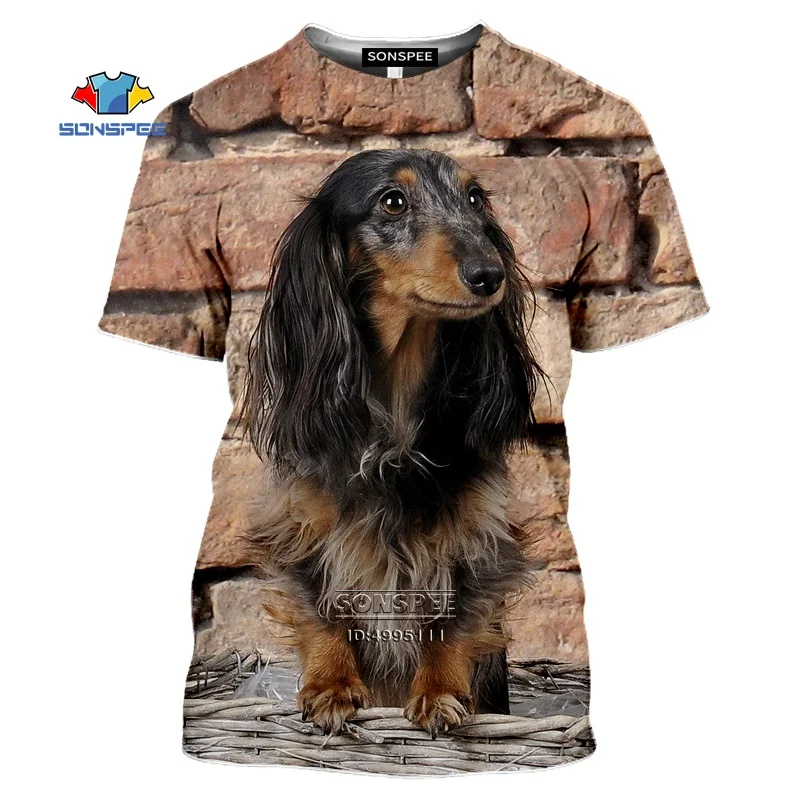 Футболка мужская с 3D принтом собачьего футболка таксой крутая животными круглым