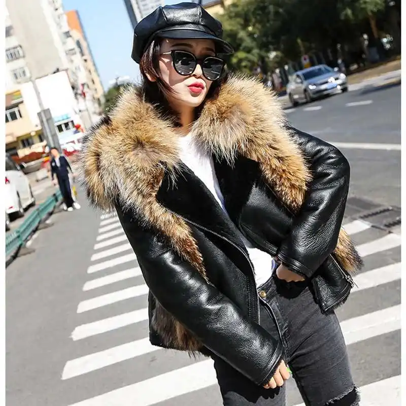 

Real Women Fur Coat Natural Double-Faced Fur Sheepskin And Fur Outwear Winter Merino Sheep Fur Fox Fur