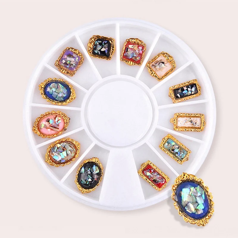 Наконечники для украшения ногтей металлические 3D Стразы с кристаллами пламени AB