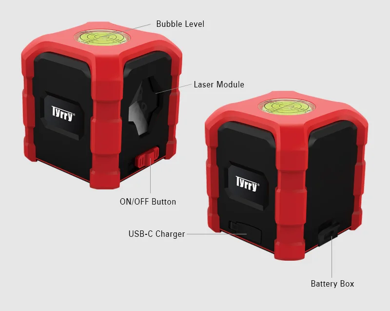 USB зарядка TYRRY мини портативный лазерный уровень красный луч поперечная линия самонивелирующийся нивелир поперечная линия измерительные строительные инструменты