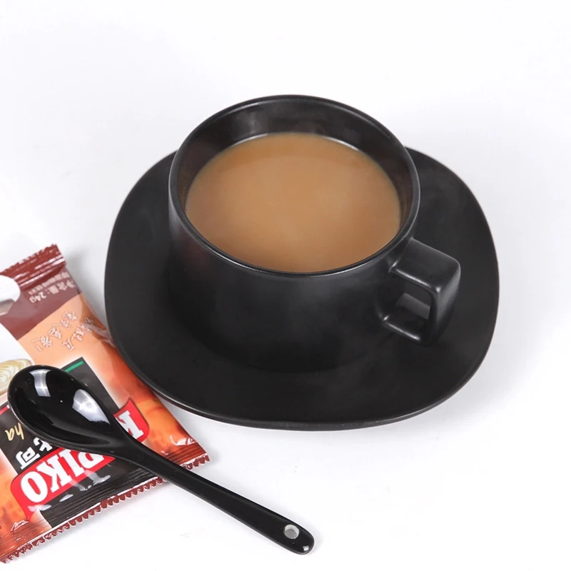 Керамическая кофейная чашка керамическая ложка + тарелка с блюдцем набор черных