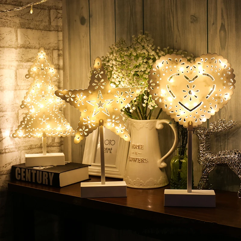 Светодиодный ночной Светильник Рождество Decoracion светильник s для дома Спальня Luces светодиодный Decoracion внутренняя елка лампы на солнечных батареях Фея светильник s