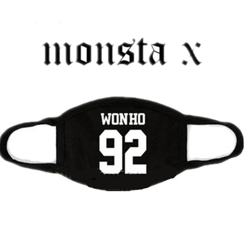 ALLKPOPER Kpop MONSTA X маска Модная хлопковая унисекс черная буква рот HYUNGWO для лица I.M SHOWNU