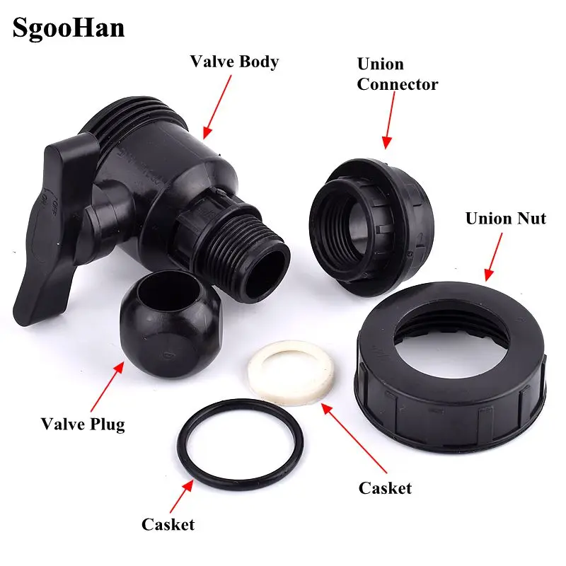 1 шт. 1/2 дюйма ~ 2 шар из НПВХ с внутренней и наружной резьбой аквариумный клапан