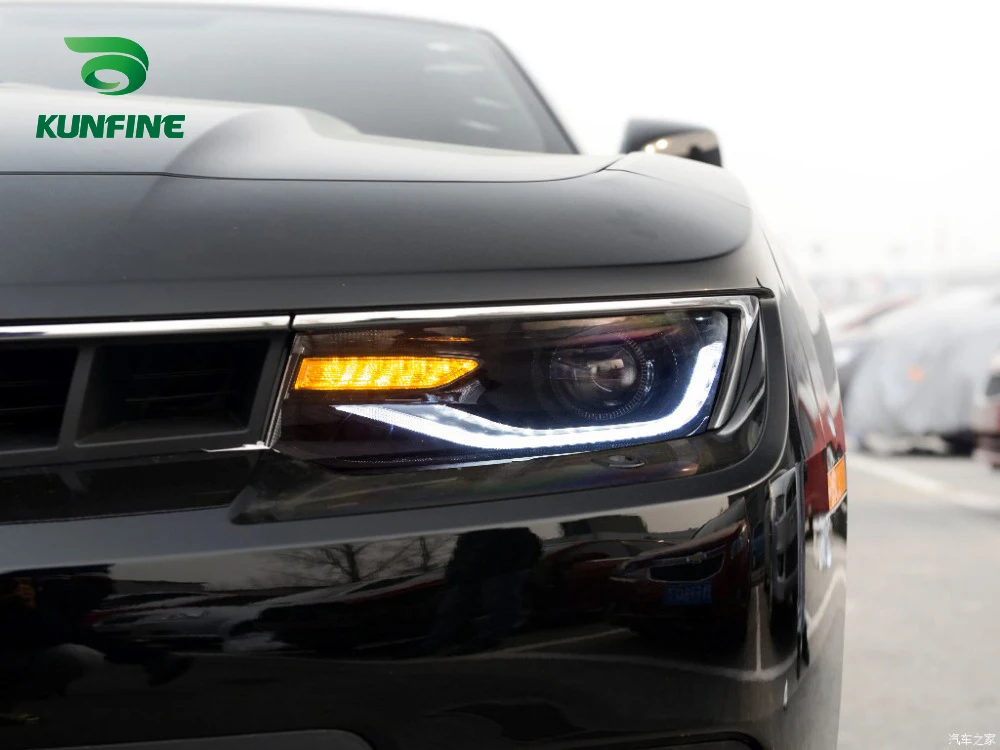 Автостайлинг KUNFINE автомобильная фара в сборе для Chevrolet Camaro 2014-2015 светодиодный ная