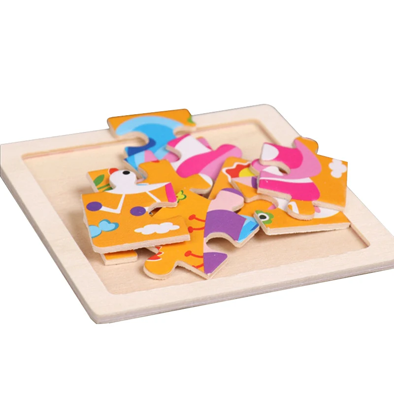 Деревянная интеллектуальная головоломка милые детские Мультяшные