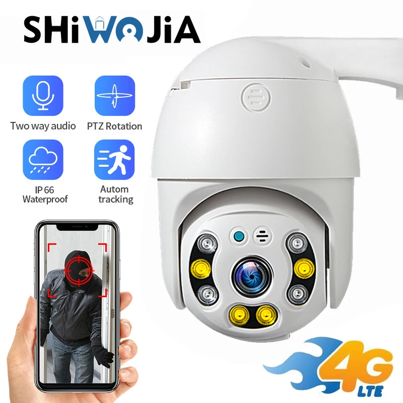 Наружная камера видеонаблюдения shiвоенia 1080P HD 4G SIM экшн GSM 4X Zoom PTZ купольная