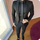 Мужской пиджак с двумя пуговицами, черный пиджак + брюки + галстук, новинка 2020