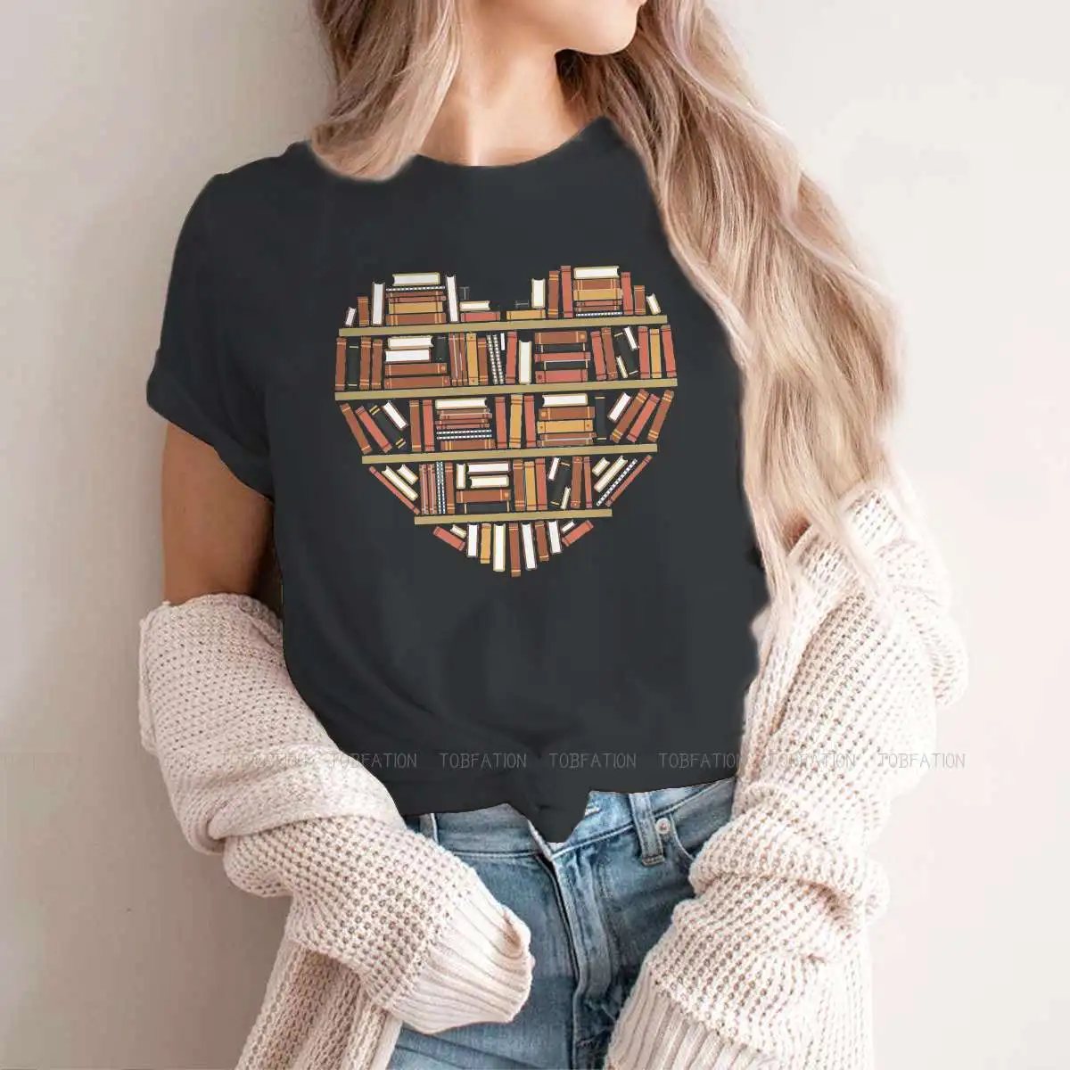 Футболка женская Базовая Повседневная свободного покроя с надписью I Heart Books 5XL |
