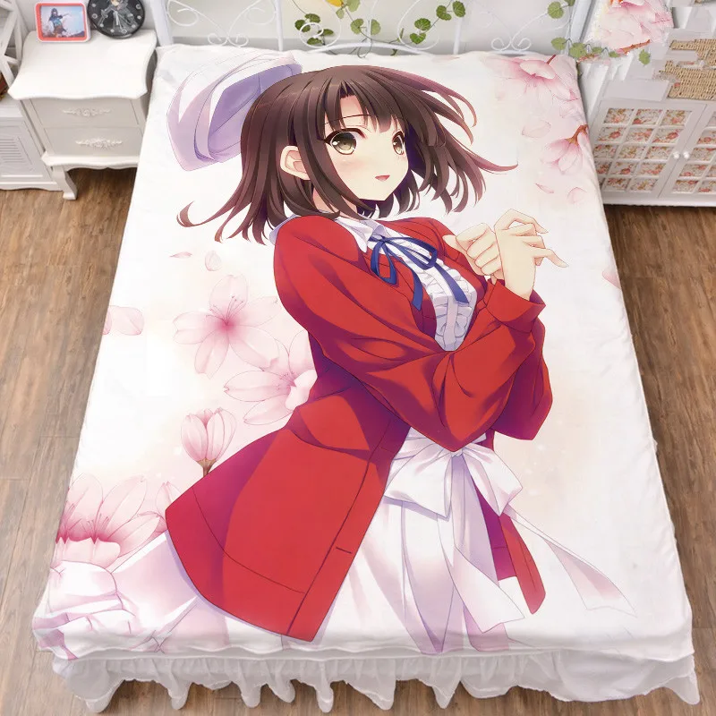 

150x200cm Coscase Japan Anime Saenai Heroine no Sodatekata Katou Megumi Milk Fiber Bed Sheet & Flannel Blanket Summer Quilt
