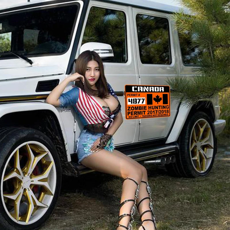 

Fashion Canada ZOMBIE Hunting Permit Decal Car-styling Retro-reflective Car Sticker Vinyl Cover Scratches Waterproof PVC