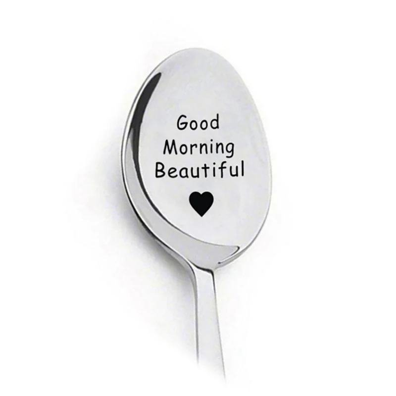 

2021 Valentines Day Gift Anniversary Gift for Boyfriend Stainless Steel Spoon Good Morning Handsome Beautiful Girlfriend Present