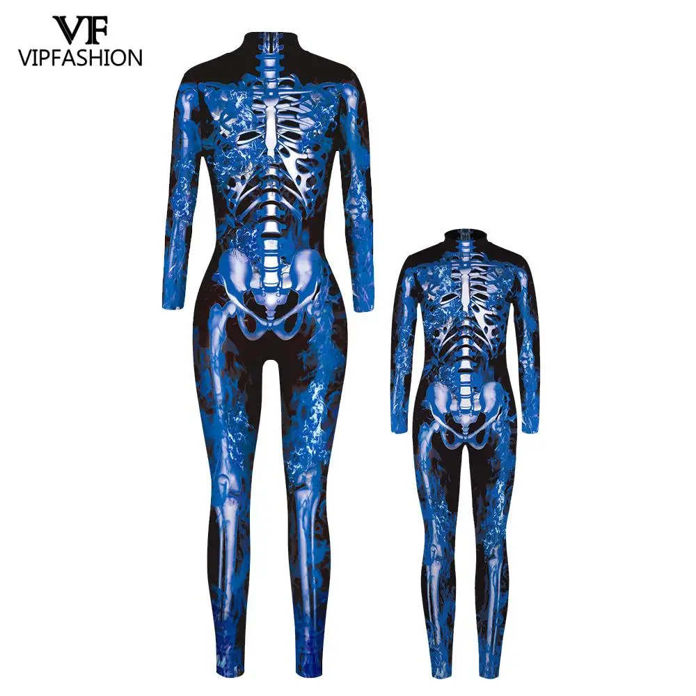 VIP модные COS женский костюм для всей семьи розовое с принтом в виде скелета