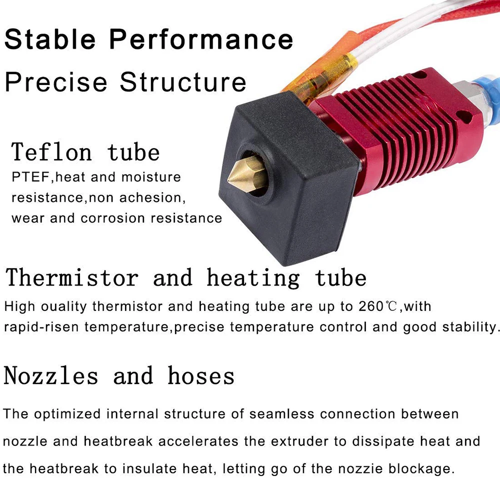 Сборный экструдер для экструдера Ender 3 Hotend с силиконовым покрытием трубки из