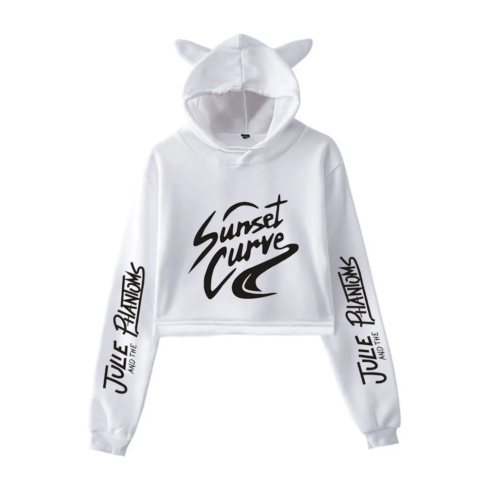 

Толстовка с капюшоном Julie and The Phantoms, уличная одежда в стиле Харадзюку, худи с изображением заката и изгиба, женская одежда с графическим принтом