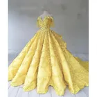 Женское вечернее платье с цветами, желтое платье для торжества