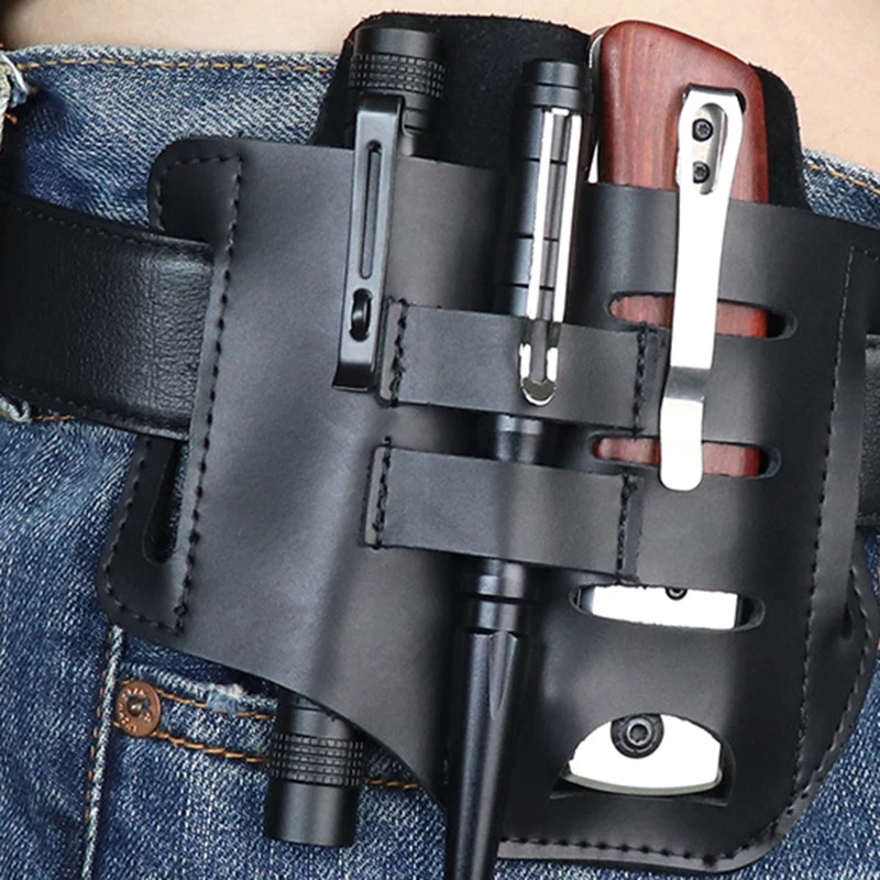 

Leather Sheath for Multitool Edc Pocket Organizer with Key Holder Flashlight for Belt Survival Outdoor Camping Tool