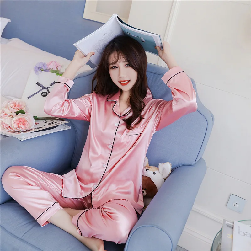 Шелковая эластичная атласная пижама женская домашняя одежда пижамы зеленого и