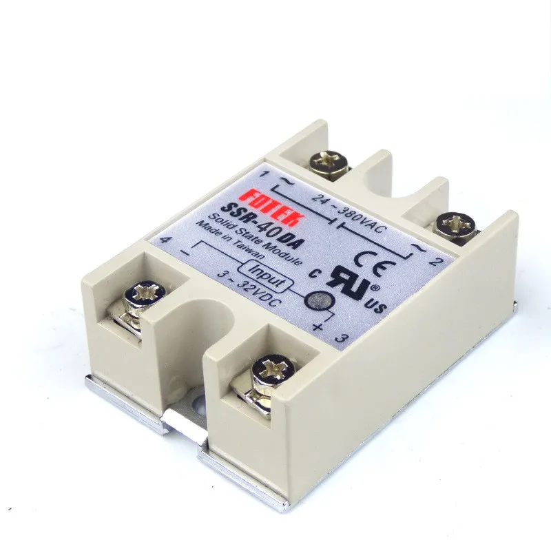 

10pcs SSR40DA SSR-40DA Manufacturer 40A SSR relay,input 3-32VDC output 24-380VAC Single phase solid state relay