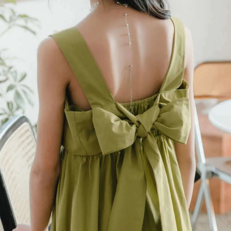 Новинка 2021 летнее милое пляжное платье с бантом для детей и девочек-подростков