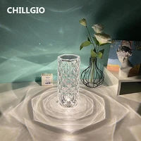 chilligo crystal table lamp gift led romantic rose atmosphere projector bedside room bar deco rgb rechargeable touch night light
