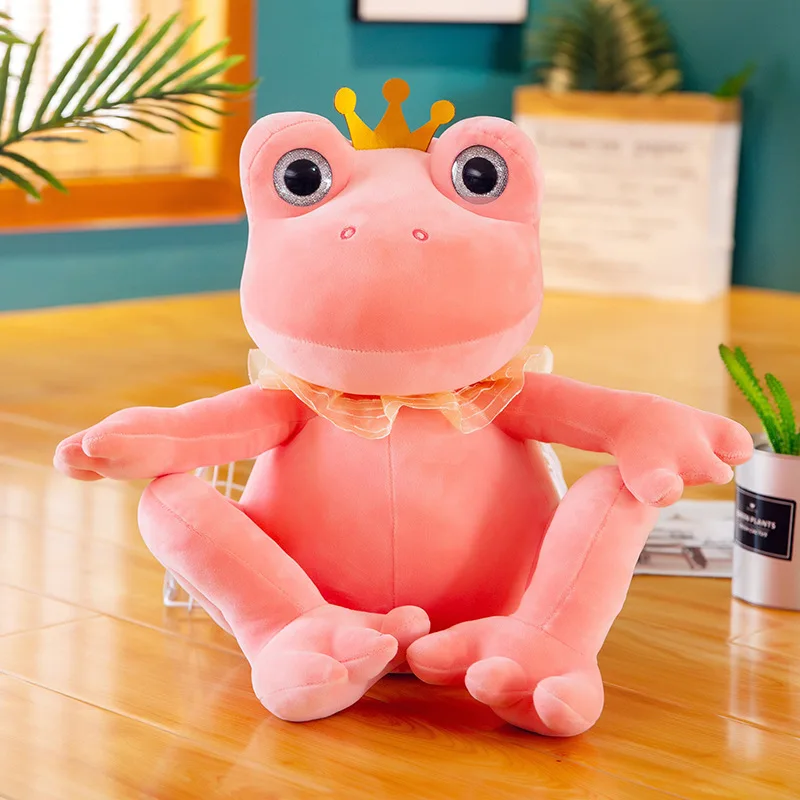 

High Quality Cartoon Frog Plush Toy Ribbon Frog Doll Dumb Cute Big-eyed Frog Doll Rag Doll Have Two Colors Are Available
