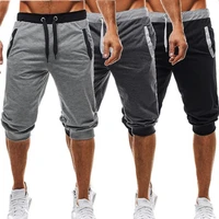 breathable casual skinny pants mens joggers knee sweatpants gyms workout brand track pa nts patchwork short coton s 3xl size