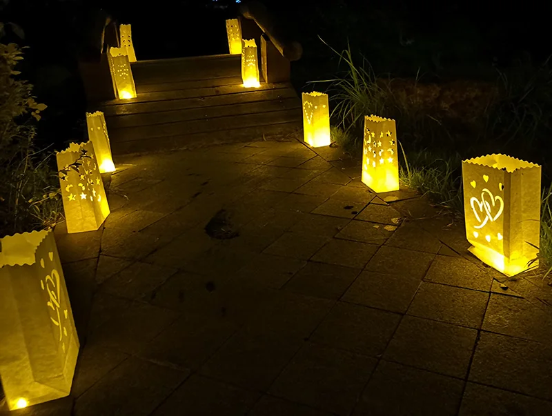 30 шт./лот Сердце держатель для чайной свечи Luminaria бумажный Свеча-фонарь сумка для рождественской вечеринки наружное свадебное оформление