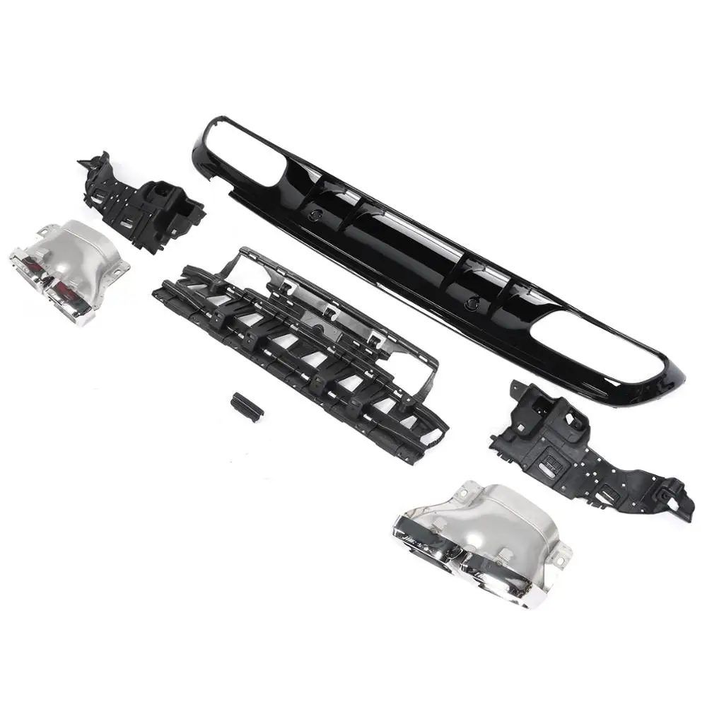 Для C63S внешний рассеиватель серебристая хромированная Quad выхлопные наконечники