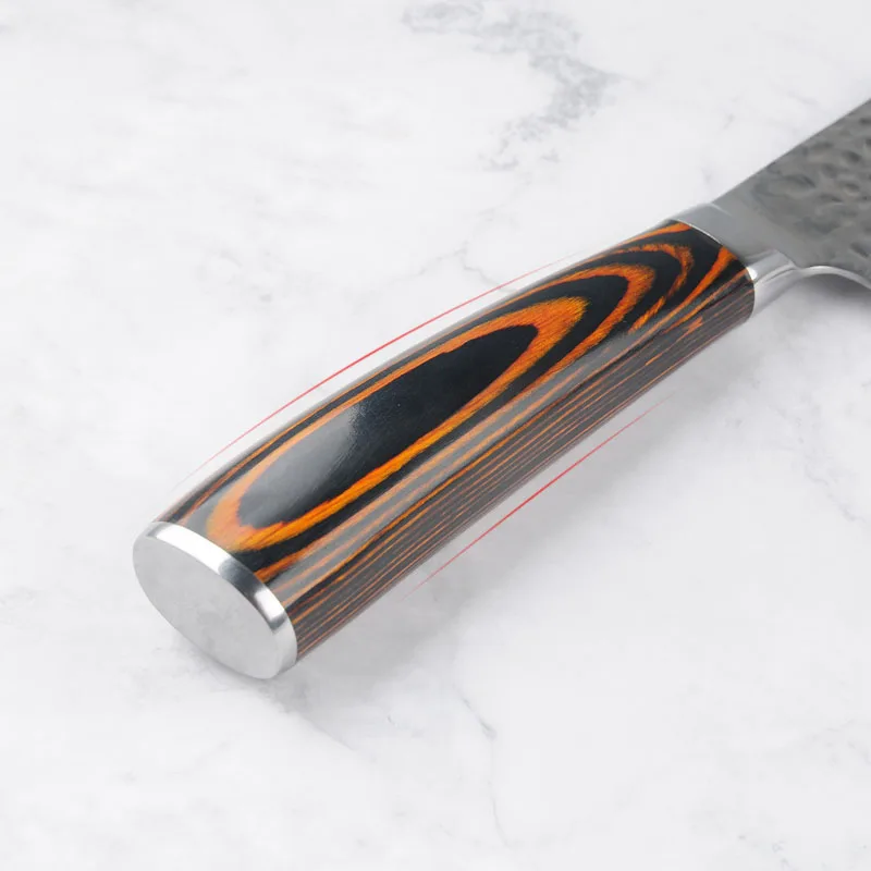 Нож шеф-повара 5CR15 японская Дамасская сталь лазерный узор кухонный нож для