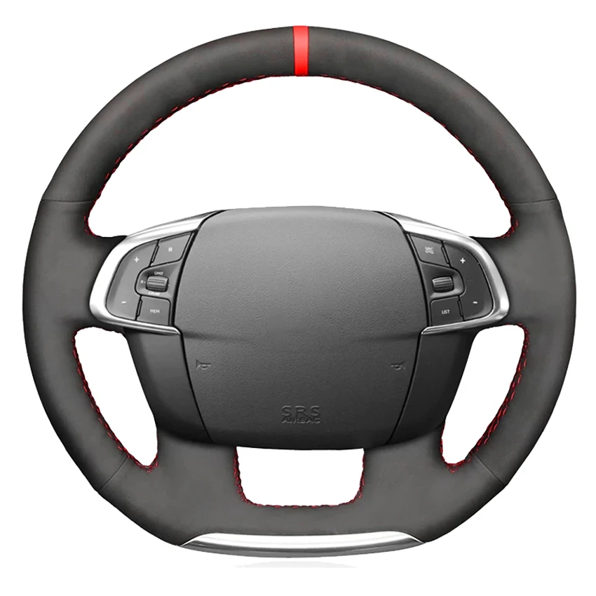 

Black Suede Hand-stitched Car Steering Wheel Cover For Citroen C4 C4L 2011 2012 2013 2014 2015 2016 2017 2018 DS4 DS 4