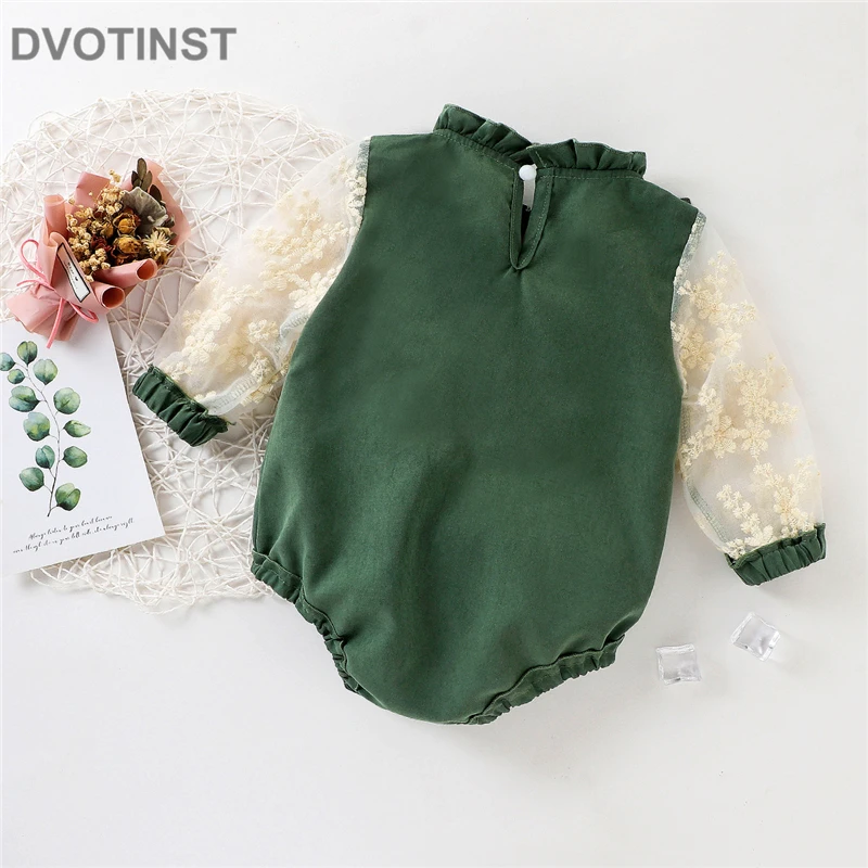 

Dvotinst Baby Girls Clothes Autumn Spring Princess Long Sleeve Embroidery Romper One-piece Infant Kids Children Clothing Outfits
