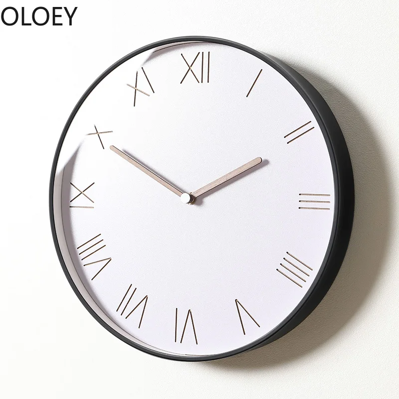 Роскошные белые настенные часы металлические простые для гостиной бесшумные