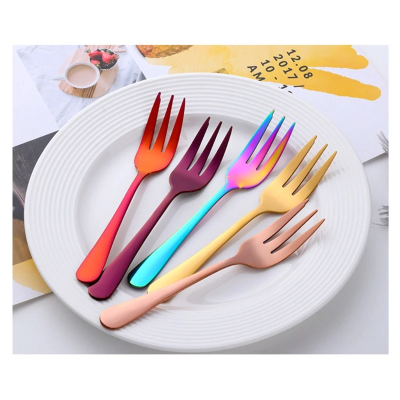 1Pc Dessert Pastry Fork Multicolor Rainbow Stainless Steel Cake Fruits Salad Appetizer Notched Small Fork for Snack
1Pc Dessert Pastry Fork Multicolor Rainbow Stainless Steel Cake Fruits Salad Appetizer Notched Small Fork for Snack