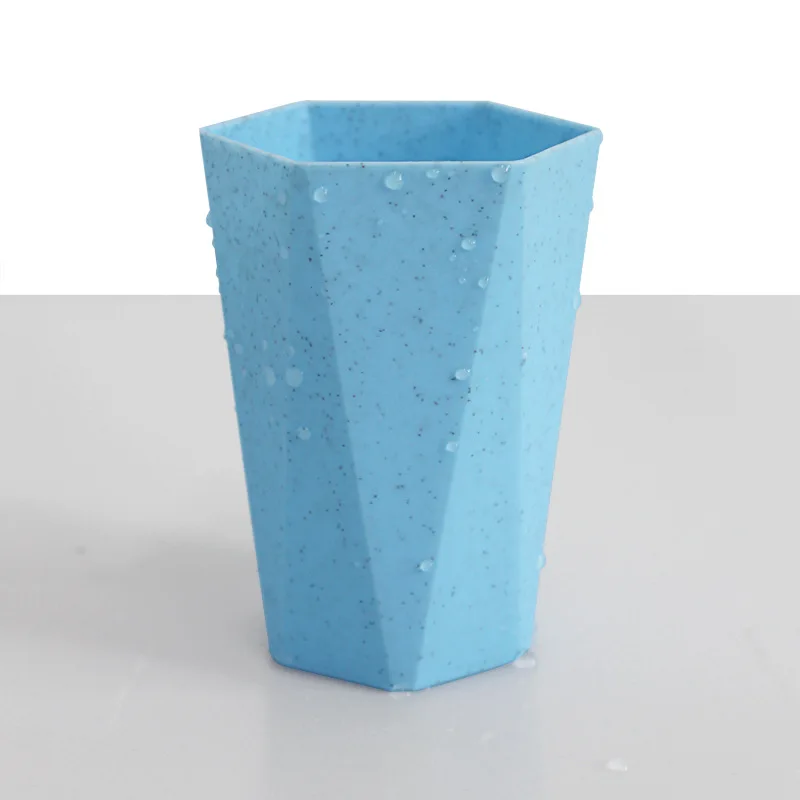 

1PC Wheat Straw Geometric Diamond Shape Brushing Cups Mouthwash Cups Drinking Mugs Couple Toothbrush Washing Tumbler Tooth Bowl