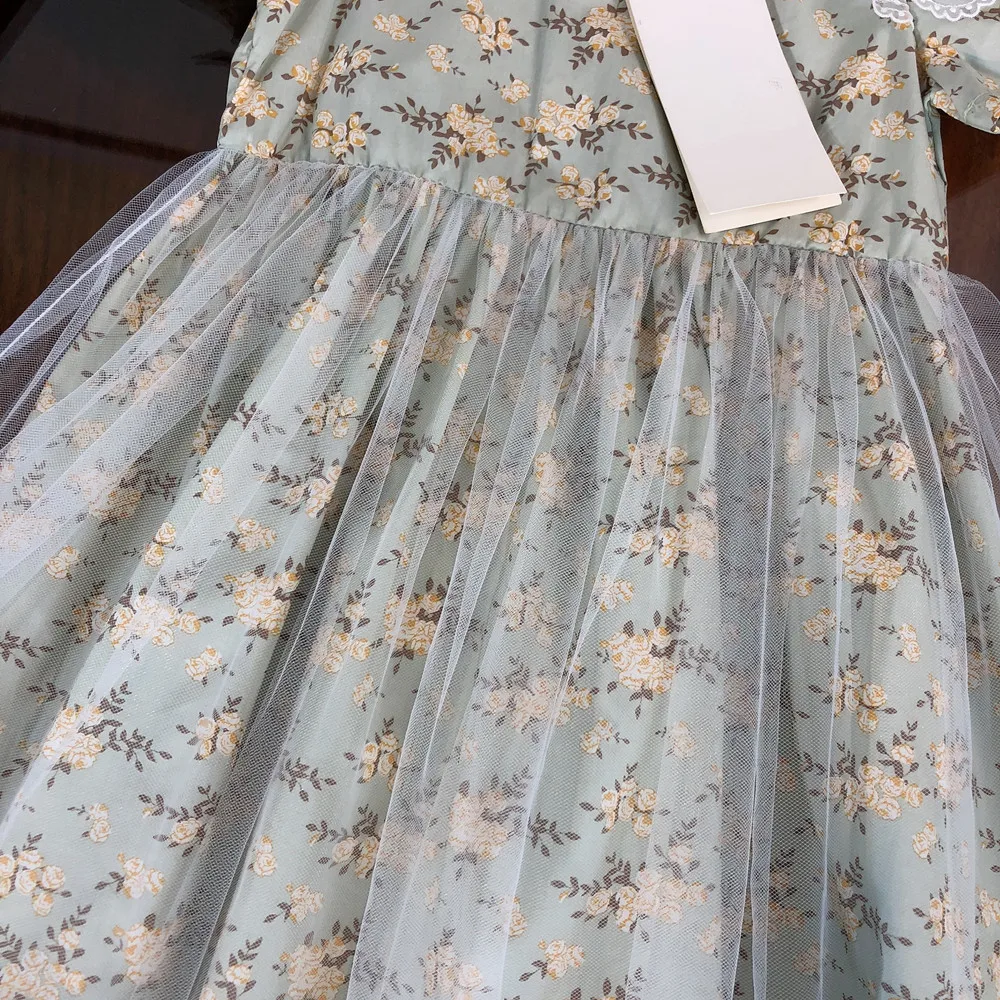 

3 5 6 7 10 14 Years Baby Girls Flower Dresses Kids Designer Clothes Summer Children Party Ball Pageant Cute Mesh Princess Dress