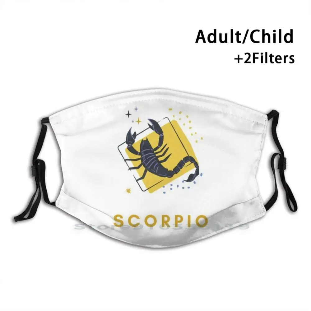 

Многоразовая маска для лица со скорпиологическими знаками и фильтрами, детский Знак астрологии, октябрь, день рождения, Ноябрьский скорпио...