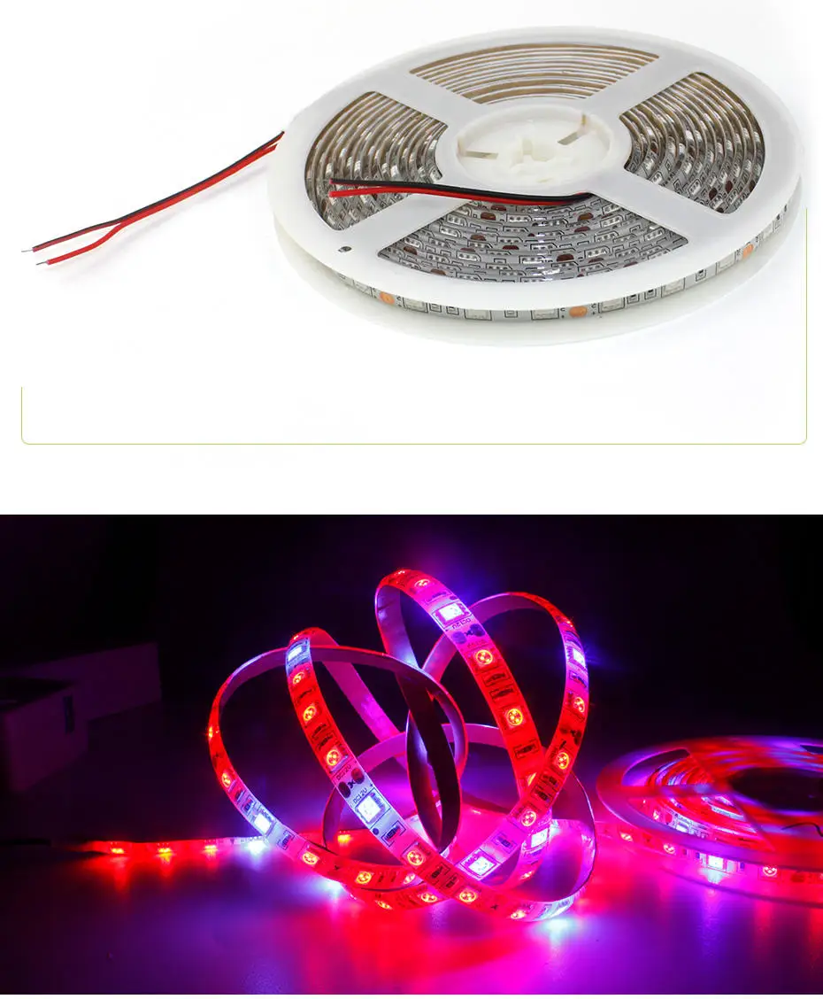 

5m LED Grow Strip Light 1M-5M 5050 Chip 12V Full Spectrum Flower phyto lamp Waterproof for Greenhouse Hydroponic Growth Light